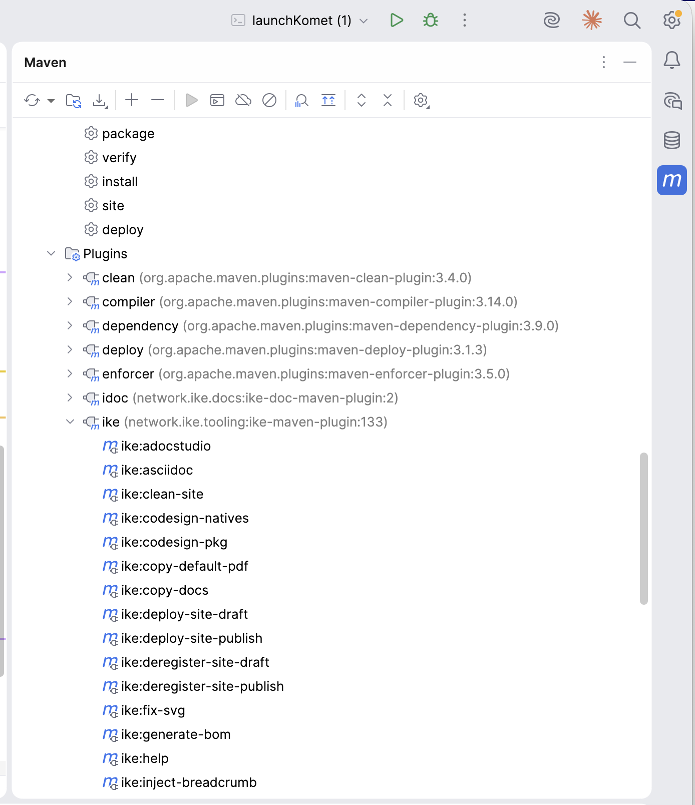 ike goals expanded in Maven tool window